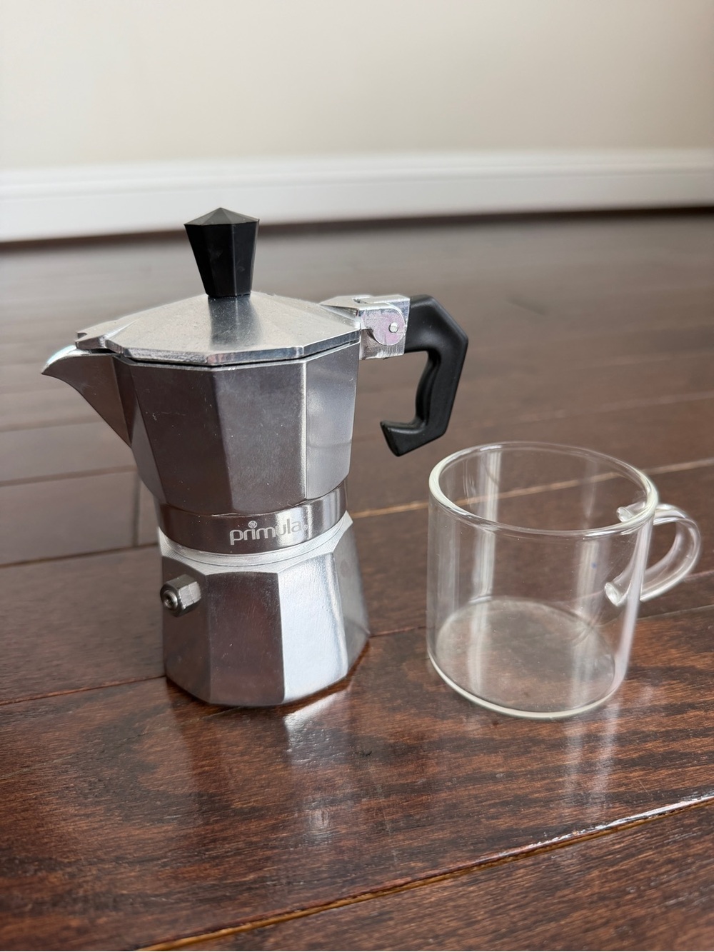 Primula Silver Stovetop Espresso Moka Pot with Black Handle